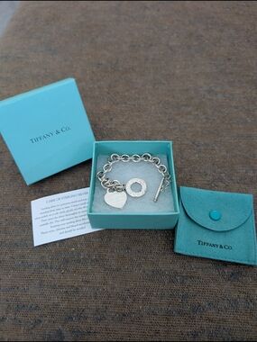 Tiffany & Co. Sterling Silver Toggle Charm Bracelet in Signature Blue Box